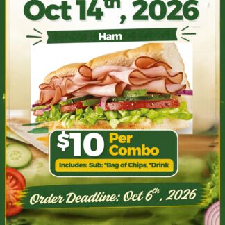 6" Ham Sub Combo | Subway day | October 14th 2026