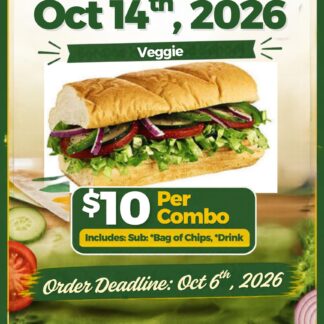 6" Veggie Sub Combo | Subway day | October 14th 2026