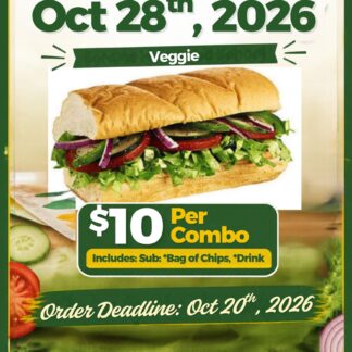 6" Veggie Sub Combo | Subway day | October 28th 2026