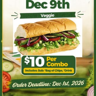 6" Veggie Sub Combo | Subway day | Dec 9th 2026