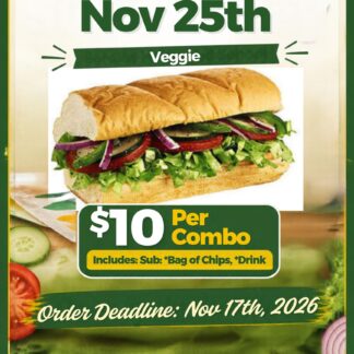 6" Veggie Sub Combo | Subway day | Nov 25th 2026